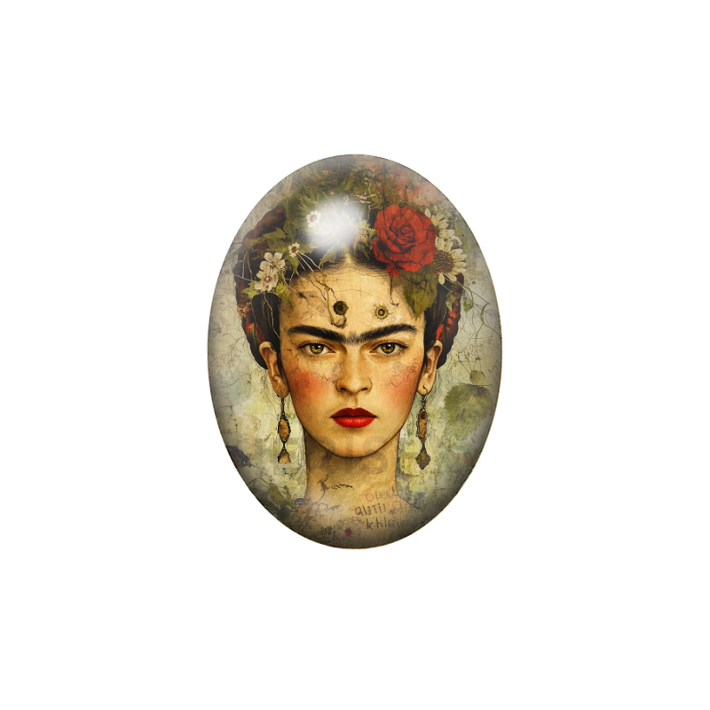 Cabochon en Verre Illustré Frida Khalo 13x18, 18x25 ou 30x40mm