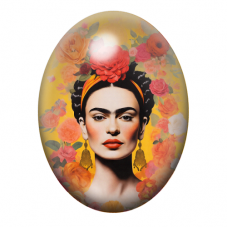Cabochon en Verre Illustré Frida Khalo 13x18, 18x25 ou 30x40mm pour la création de bijoux fantaisie - DIY