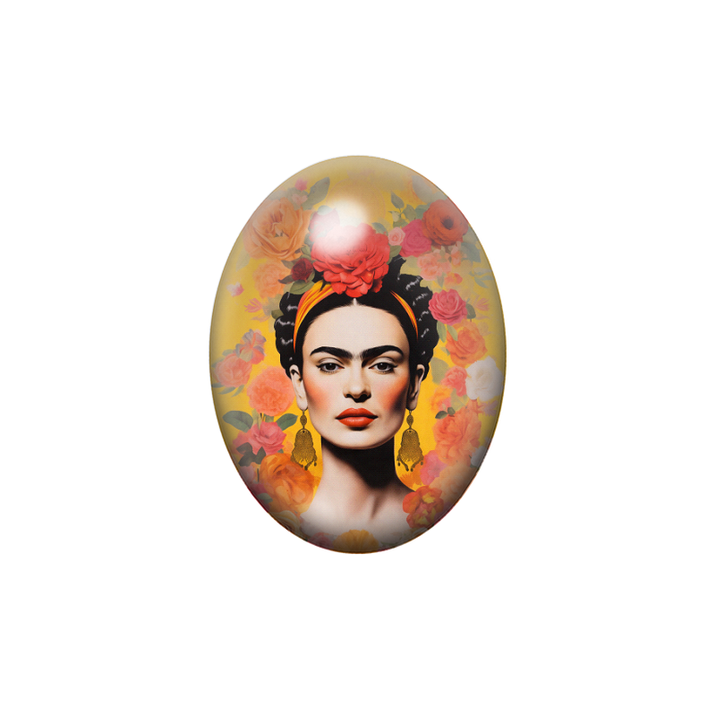 Cabochon en Verre Illustré Frida Khalo 13x18, 18x25 ou 30x40mm