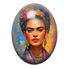 Cabochon en Verre Illustré Frida Khalo 13x18, 18x25 ou 30x40mm pour la création de bijoux fantaisie - DIY