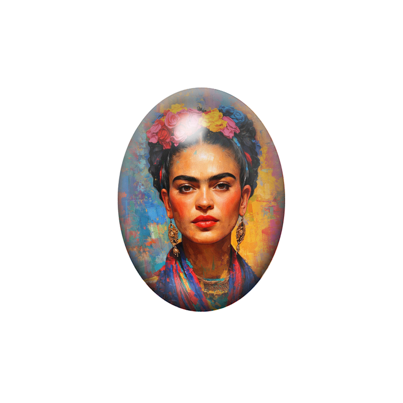 Cabochon en Verre Illustré Frida Khalo 13x18, 18x25 ou 30x40mm