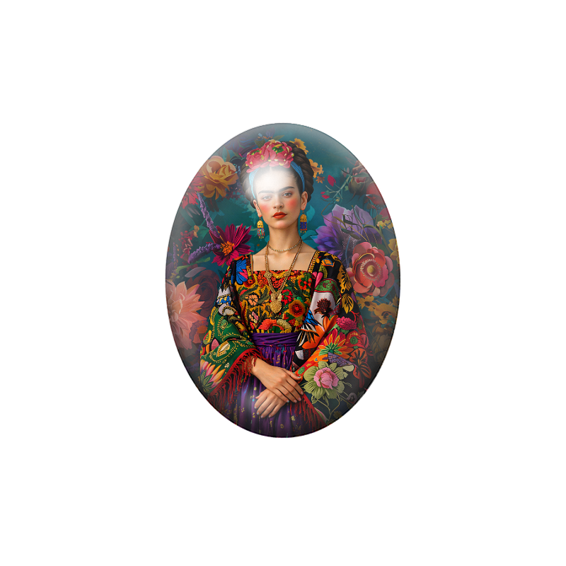 Cabochon en Verre Illustré Frida Khalo 13x18, 18x25 ou 30x40mm