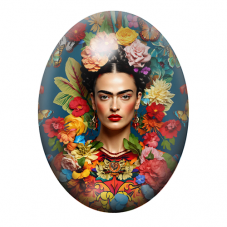 Cabochon en Verre Illustré Frida Khalo 13x18, 18x25 ou 30x40mm pour la création de bijoux fantaisie - DIY