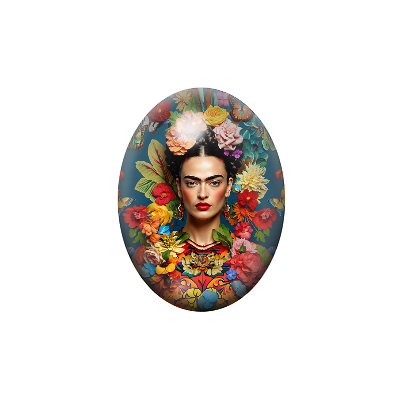 Cabochon en Verre Illustré Frida Khalo 13x18, 18x25 ou 30x40mm