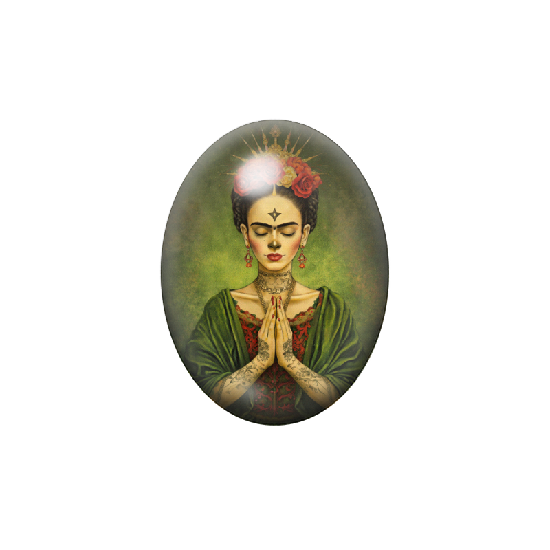 Cabochon en Verre Illustré Frida Khalo 13x18, 18x25 ou 30x40mm