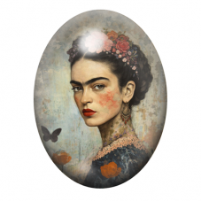 Cabochon en Verre Illustré Frida Khalo 13x18, 18x25 ou 30x40mm pour la création de bijoux fantaisie - DIY