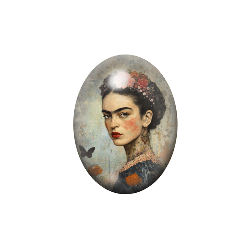 Cabochon en Verre Illustré Frida Khalo 13x18, 18x25 ou 30x40mm