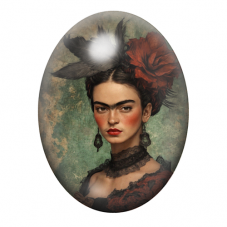 Cabochon en Verre Illustré Frida Khalo 13x18, 18x25 ou 30x40mm pour la création de bijoux fantaisie - DIY