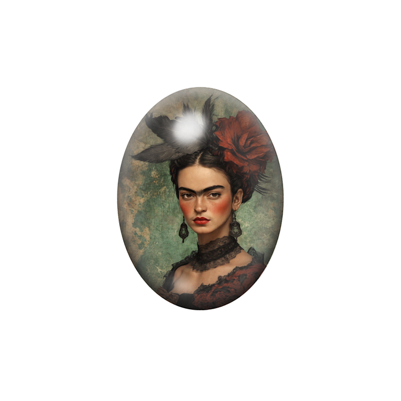 Cabochon en Verre Illustré Frida Khalo 13x18, 18x25 ou 30x40mm