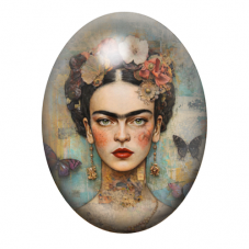 Cabochon en Verre Illustré Frida Khalo 13x18, 18x25 ou 30x40mm pour la création de bijoux fantaisie - DIY
