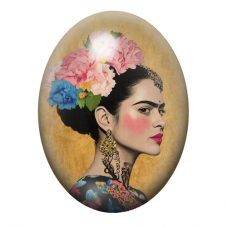 Cabochon en Verre Illustré Frida Khalo 13x18, 18x25 ou 30x40mm pour la création de bijoux fantaisie - DIY