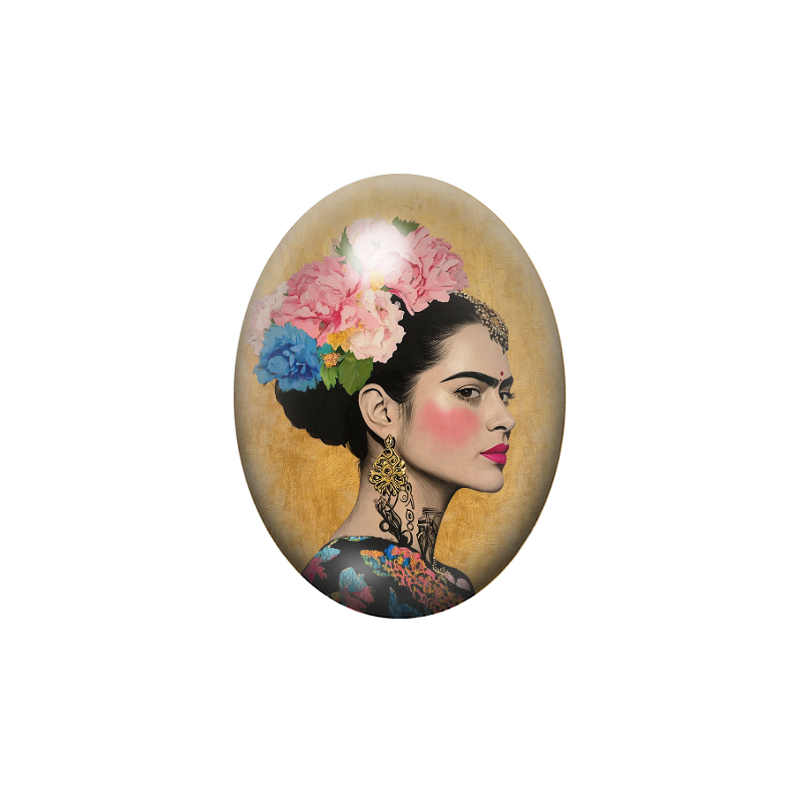 Cabochon en Verre Illustré Frida Khalo 13x18, 18x25 ou 30x40mm