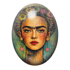 Cabochon en Verre Illustré Frida Khalo 13x18, 18x25 ou 30x40mm pour la création de bijoux fantaisie - DIY