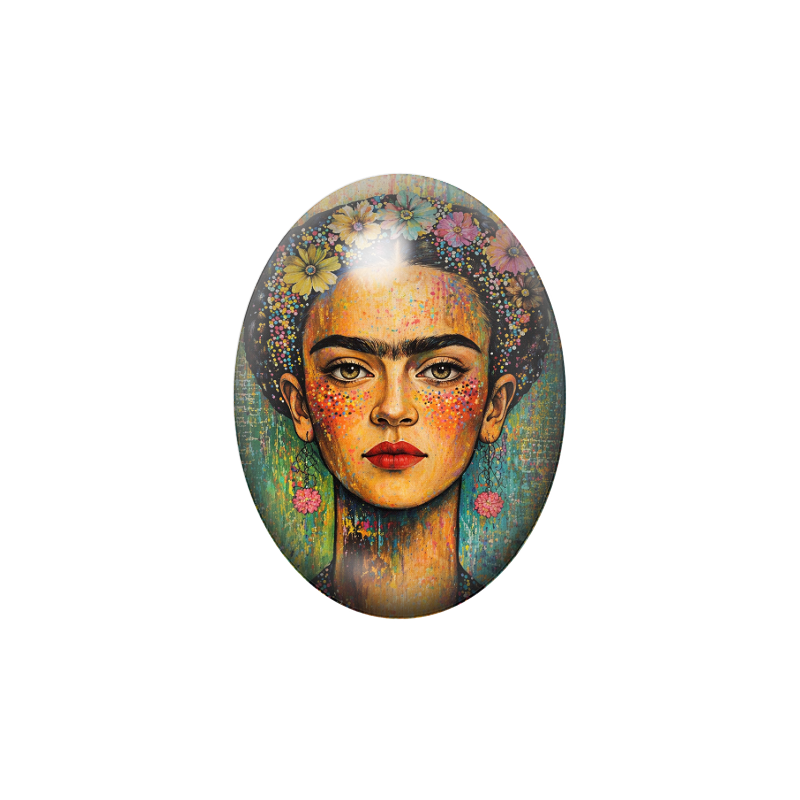 Cabochon en Verre Illustré Frida Khalo 13x18, 18x25 ou 30x40mm