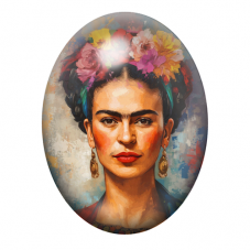 Cabochon en Verre Illustré Frida Khalo 13x18, 18x25 ou 30x40mm pour la création de bijoux fantaisie - DIY