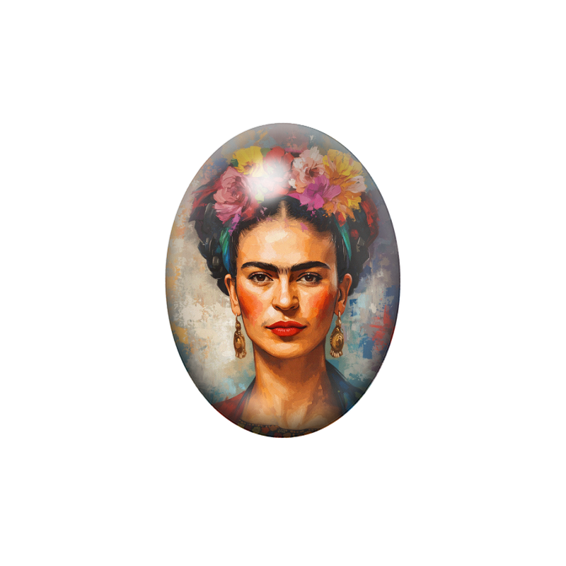 Cabochon en Verre Illustré Frida Khalo 13x18, 18x25 ou 30x40mm