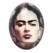 Cabochon en Verre Illustré Frida Khalo 13x18, 18x25 ou 30x40mm pour la création de bijoux fantaisie - DIY