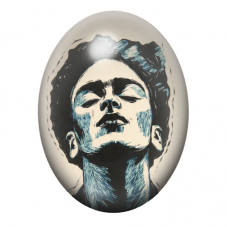 Cabochon en Verre Illustré Frida Khalo 13x18, 18x25 ou 30x40mm pour la création de bijoux fantaisie - DIY