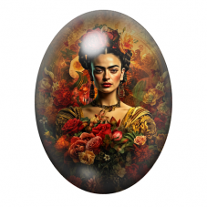 Cabochon en Verre Illustré Frida Khalo 13x18, 18x25 ou 30x40mm pour la création de bijoux fantaisie - DIY