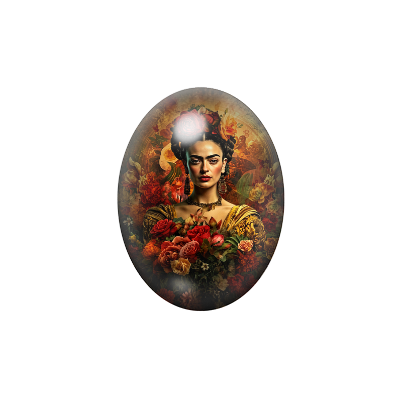 Cabochon en Verre Illustré Frida Khalo 13x18, 18x25 ou 30x40mm