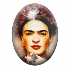 Cabochon en Verre Illustré Frida Khalo 13x18, 18x25 ou 30x40mm pour la création de bijoux fantaisie - DIY