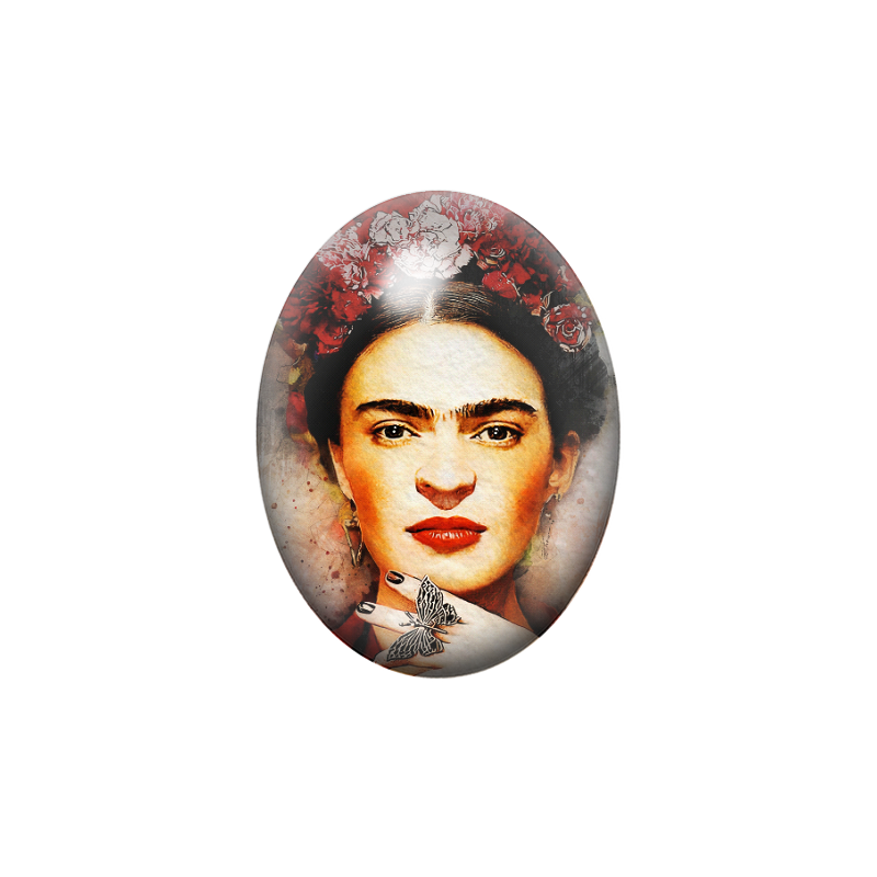 Cabochon en Verre Illustré Frida Khalo 13x18, 18x25 ou 30x40mm