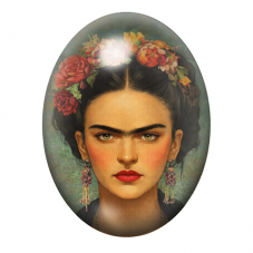 Cabochon en Verre Illustré Frida Khalo 13x18, 18x25 ou 30x40mm pour la création de bijoux fantaisie - DIY