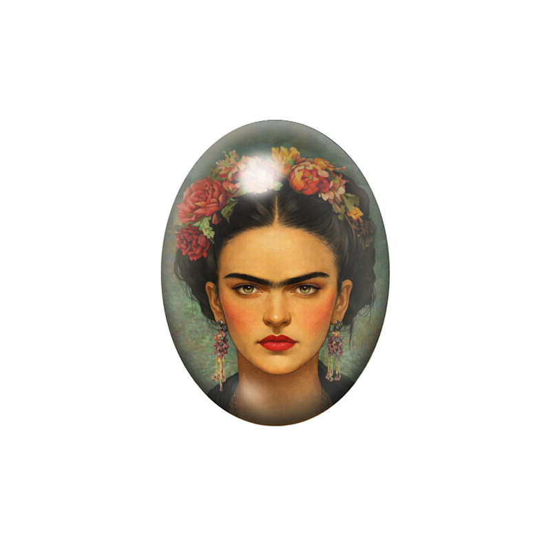 Cabochon en Verre Illustré Frida Khalo 13x18, 18x25 ou 30x40mm