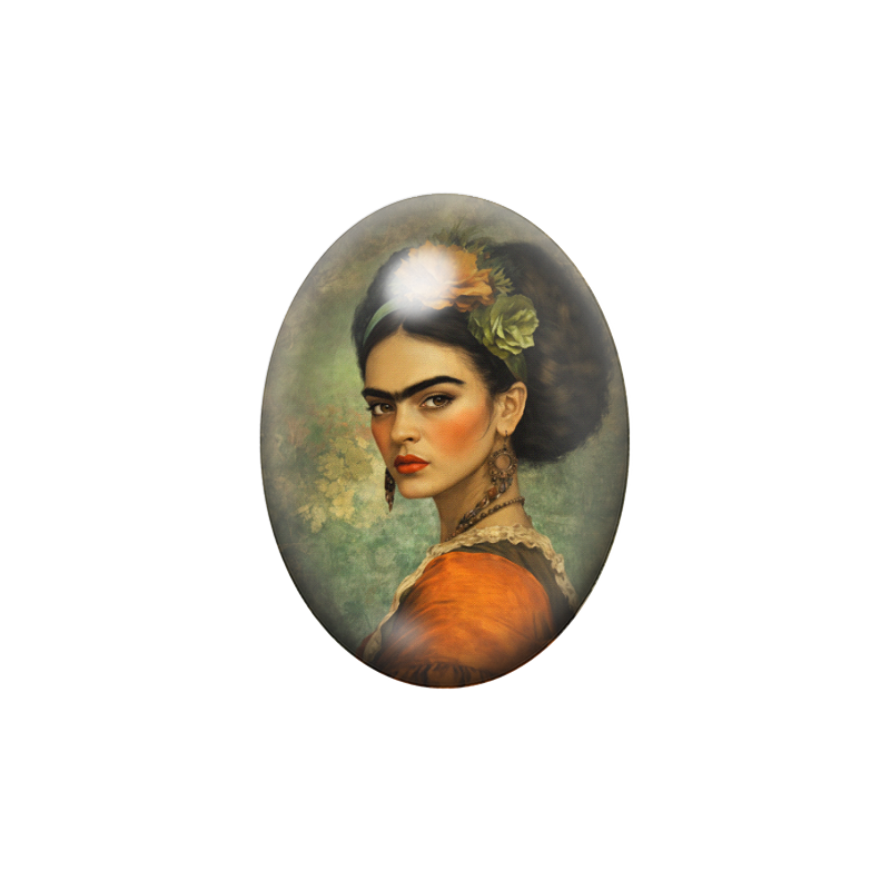 Cabochon en Verre Illustré Frida Khalo 13x18, 18x25 ou 30x40mm