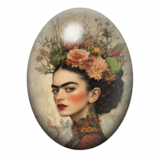 Cabochon en Verre Illustré Frida Khalo 13x18, 18x25 ou 30x40mm pour la création de bijoux fantaisie - DIY