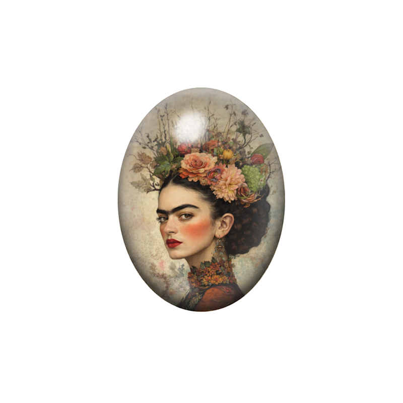 Cabochon en Verre Illustré Frida Khalo 13x18, 18x25 ou 30x40mm