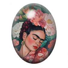 Cabochon en Verre Illustré Frida Khalo 13x18, 18x25 ou 30x40mm pour la création de bijoux fantaisie - DIY