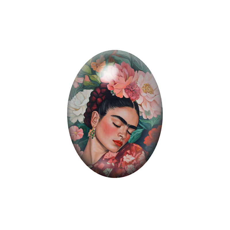 Cabochon en Verre Illustré Frida Khalo 13x18, 18x25 ou 30x40mm