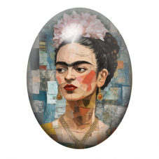 Cabochon en Verre Illustré Frida Khalo 13x18, 18x25 ou 30x40mm pour la création de bijoux fantaisie - DIY