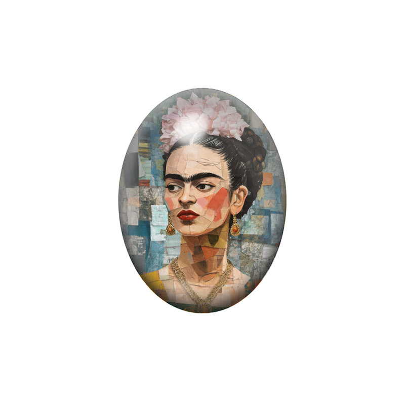 Cabochon en Verre Illustré Frida Khalo 13x18, 18x25 ou 30x40mm