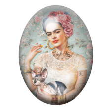 Cabochon en Verre Illustré Frida Khalo 13x18, 18x25 ou 30x40mm pour la création de bijoux fantaisie - DIY