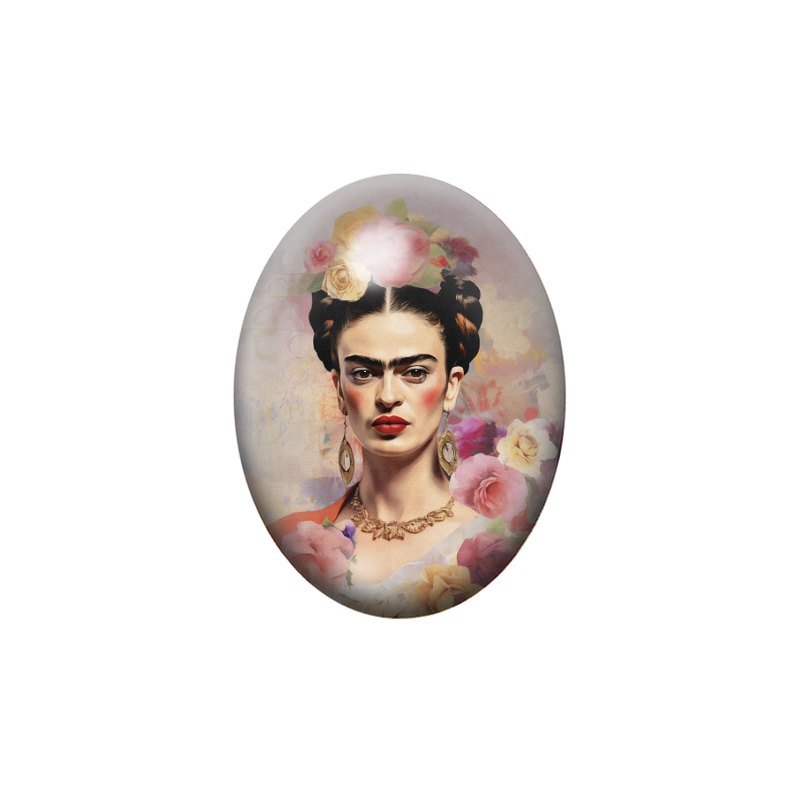 Cabochon en Verre Illustré Frida Khalo 13x18, 18x25 ou 30x40mm