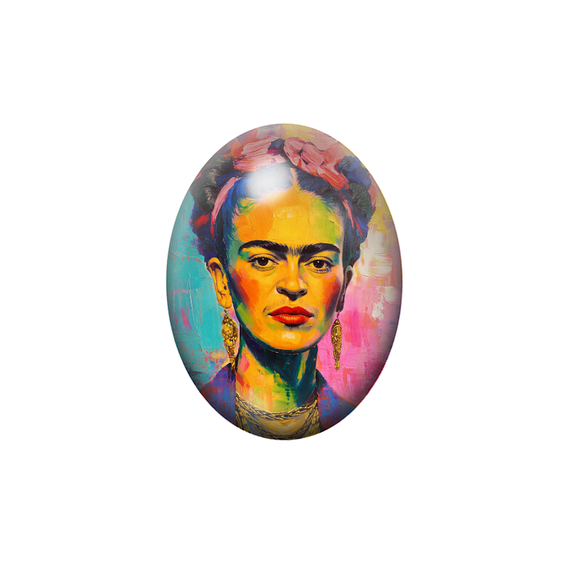 Cabochon en Verre Illustré Frida Khalo 13x18, 18x25 ou 30x40mm