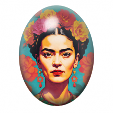 Cabochon en Verre Illustré Frida Khalo 13x18, 18x25 ou 30x40mm pour la création de bijoux fantaisie - DIY