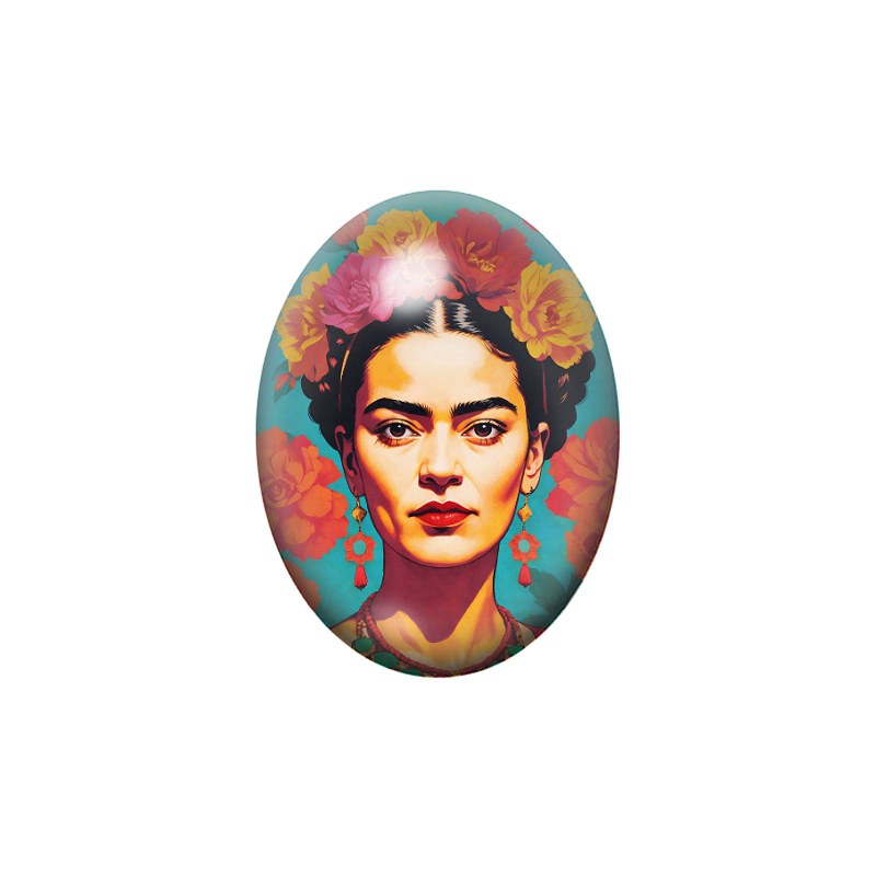 Cabochon en Verre Illustré Frida Khalo 13x18, 18x25 ou 30x40mm