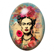 Cabochon en Verre Illustré Frida Khalo 13x18, 18x25 ou 30x40mm pour la création de bijoux fantaisie - DIY