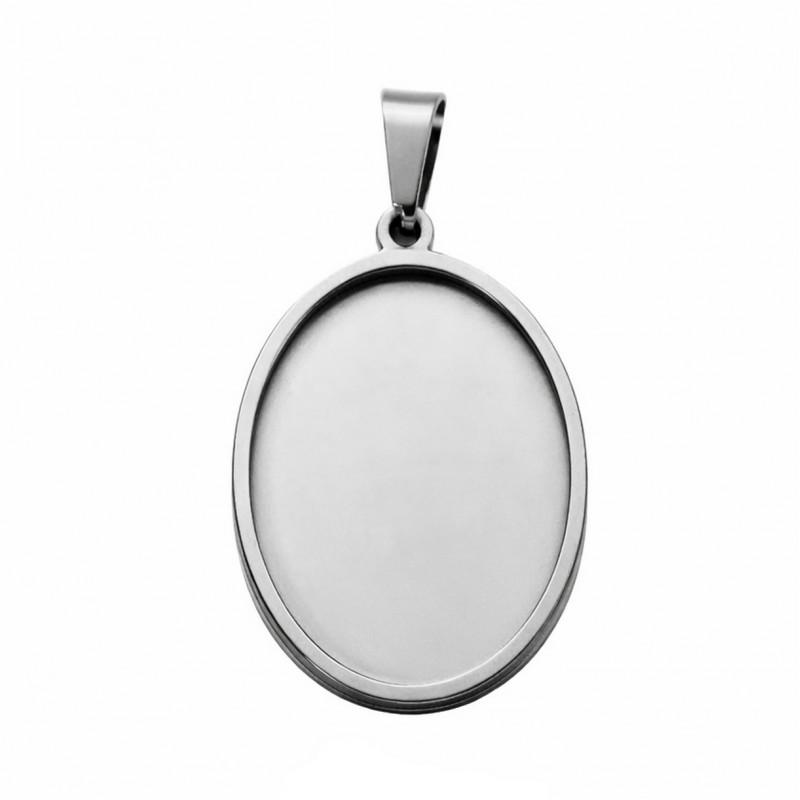 Support Pendentif Argenté en Acier Inoxydable pour Cabochon 18x25mm