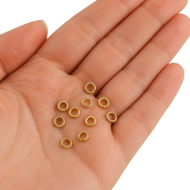 20 Connecteurs Ronds Torsadés en Acier Inoxydable Doré 5x1mm