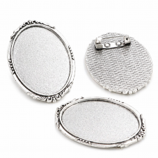 Support Broche Argenté pour Cabochon 30x40mm pour la Création de Bijoux Fantaisie - DIY
