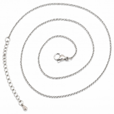 Collier Chaîne à Maille 2x1,5mm en Acier Inoxydable Argenté - 41cm de Long