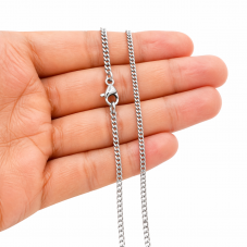 Collier Chaîne à Maille Gourmette 2mm en Acier Inoxydable Argenté - 40cm de Long