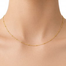 9 Mètres de Chaine à Mailles avec Perles en Acier Inoxydable Doré 1,5mm