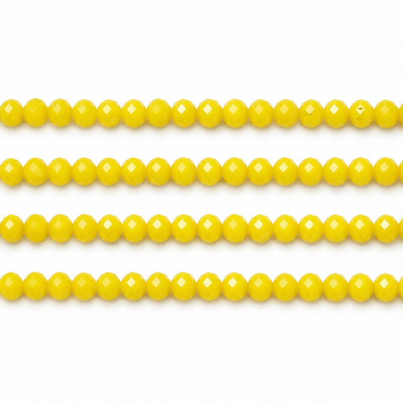 110 Perles à Facettes en Verre Jaune 4mm