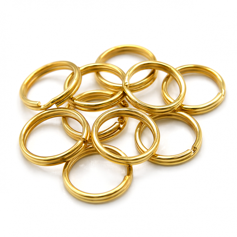 50 Anneaux de Jonction Double en Acier Inoxydable Doré 5mm