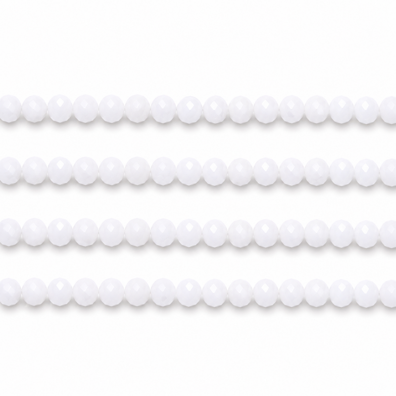 120 Perles à Facettes en Verre Blanc 4mm